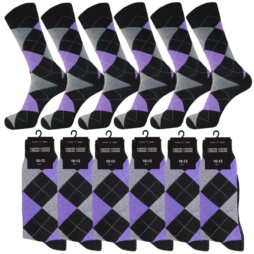 12 PAIRS PURPLE  GROOMSMEN WEDDING ARGYLE SOCKS